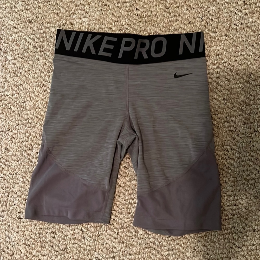 Nike Pro Biker Shorts- Gray with black waist